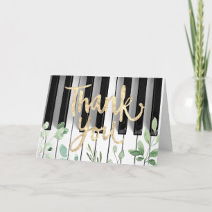 piano faux gold foil and foliage thank you