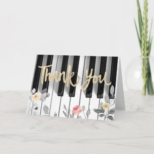 piano faux gold foil and roses thank you