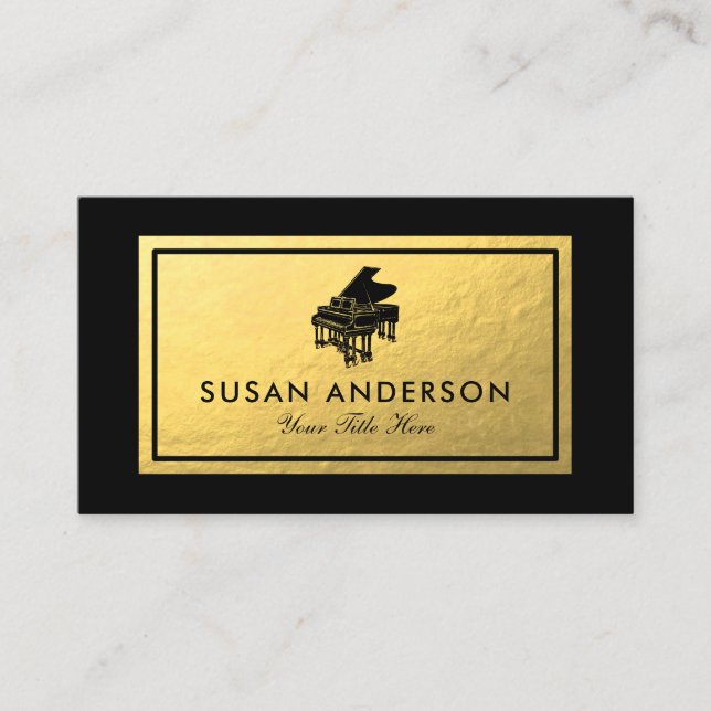 Piano - Faux Gold Foil Carte de visite (Devant)