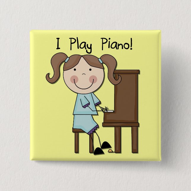 Piano - Female Tshirts and Gifts 2 Inch Square Button (Front)