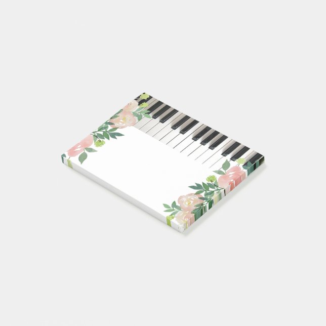 piano floral music design post-it notes (Angled)