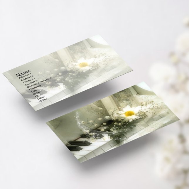 Piano, Flowers and Stars Business Card (Creator Uploaded)