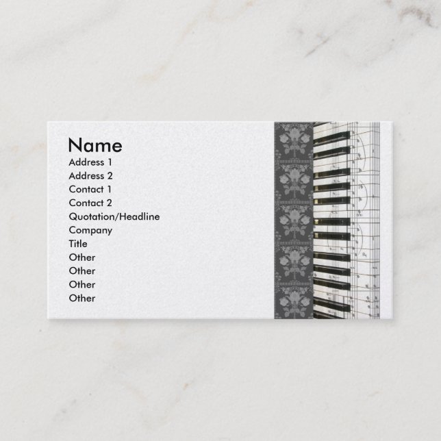 Piano Flowers Clavier Cartes de visite (Devant)