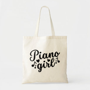 Piano Girl Cute Elegant Stylish Typography Pianist Tote Bag