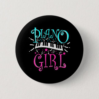 Piano Girl Pianist Music Notes 2 Inch Round Button
