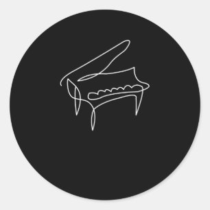 Piano Grand Piano Single Line Drawing Classic Round Sticker