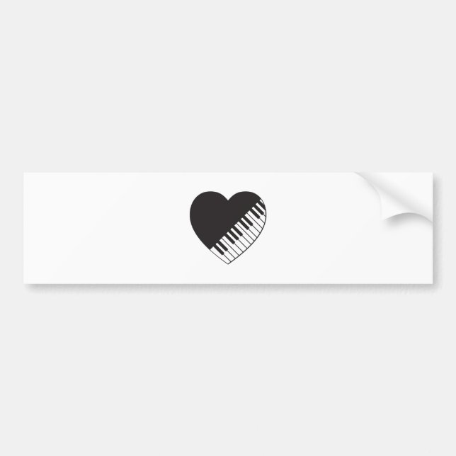 Piano Heart Bumper Sticker (Front)