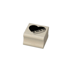 Piano Heart Rubber Stamp