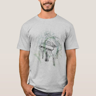 Piano Illustration Art Drawing Music Lovers T-Shirt