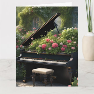 Piano in Bloom- garden painting  Card