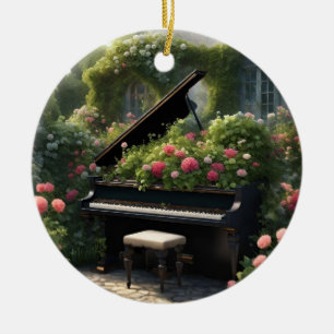 Piano in Bloom- garden painting Ceramic Ornament