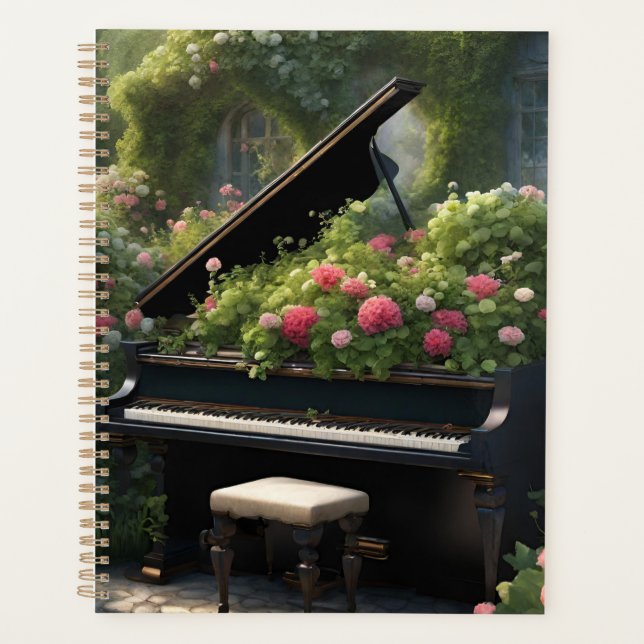 Piano in Bloom- garden painting  Planner (Front)
