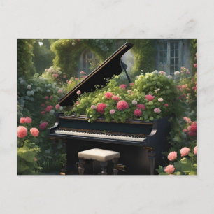 Piano in Bloom- garden painting  Postcard