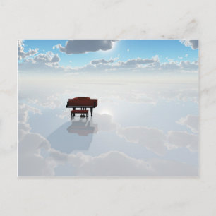 Piano in dramatic white landscape postcard