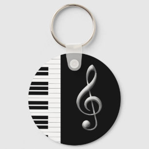 Piano Key and Gclef Keychain