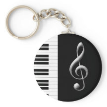 Piano Key and Gclef Keychain