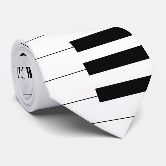 Piano Key Board Pattern Neck Tie (Rolled)