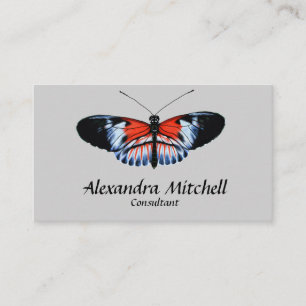 Piano Key Butterfly Black & Red Realistic Painted Business Card