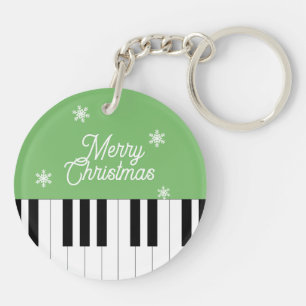 Piano Key Jingle Bell Merry Christmas Red Green Keychain