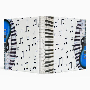 Piano Keyboard and Blue Electric Guitar Binder