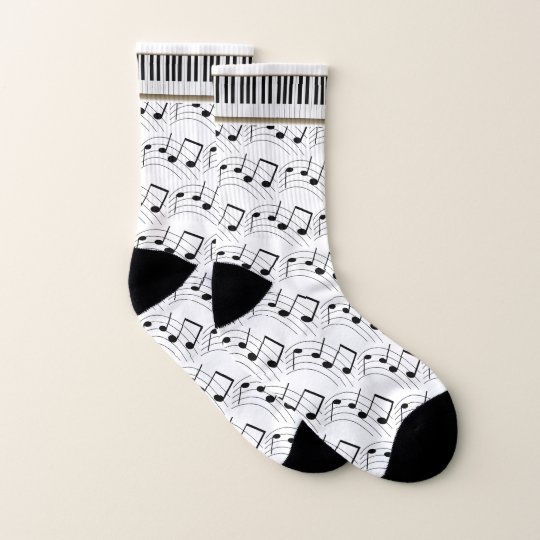 Piano Keyboard And Funky Notes Socks Zazzle.ca