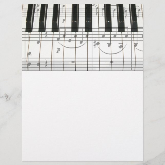 Piano Keyboard and Music Notes (Front)