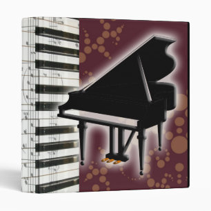Piano Keyboard and Music Notes Binder