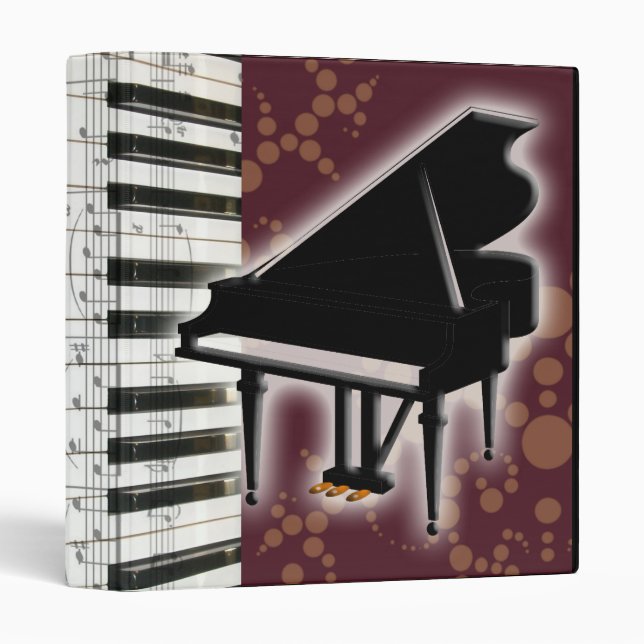 Piano Keyboard and Music Notes Binder (Front/Spine)