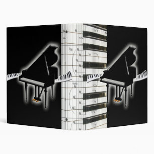 Piano Keyboard and Music Notes Binder