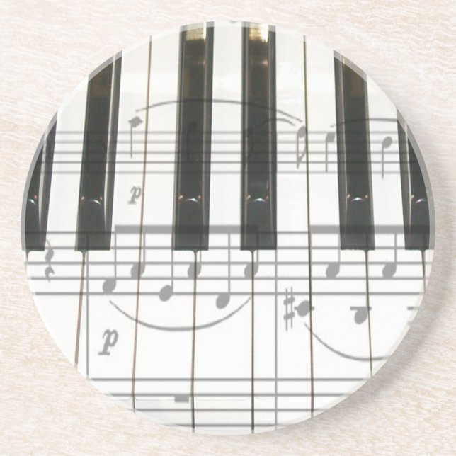 Piano Keyboard and Music Notes Coaster (Front)