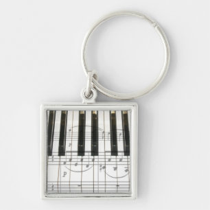 Piano Keyboard and Music Notes Keychain