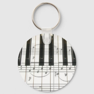 Piano Keyboard and Music Notes Keychain