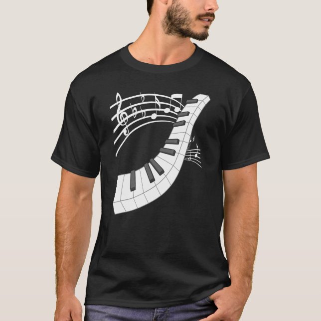 Piano Keyboard And Notes Musical Instrument Piano T-Shirt (Front)