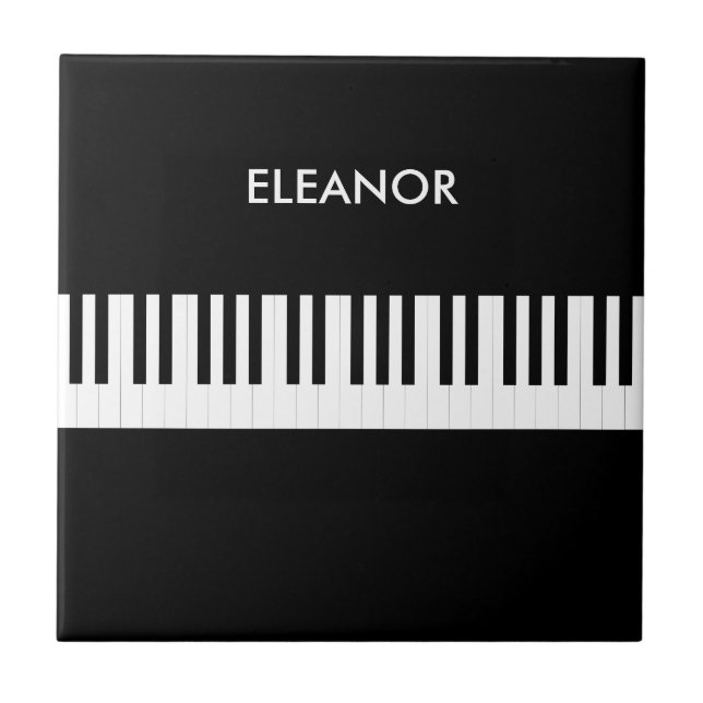 Piano Keyboard Black and White Keys Personalized Tile (Front)
