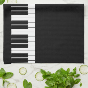 Piano Keyboard Black and White  Kitchen Towel