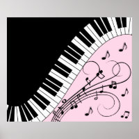 Piano Keyboard Black and White Music Design Pink