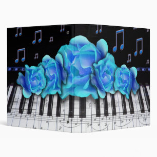 Piano Keyboard Blue Roses Binder