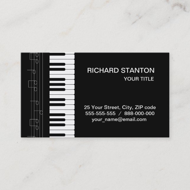 Piano keyboard business card (Front)