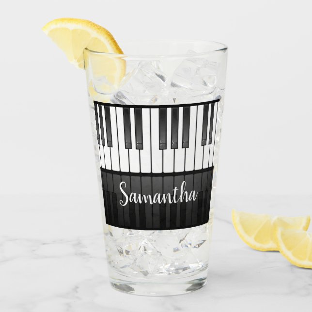 Piano Keyboard Design Drinking Glass (Front Ice)