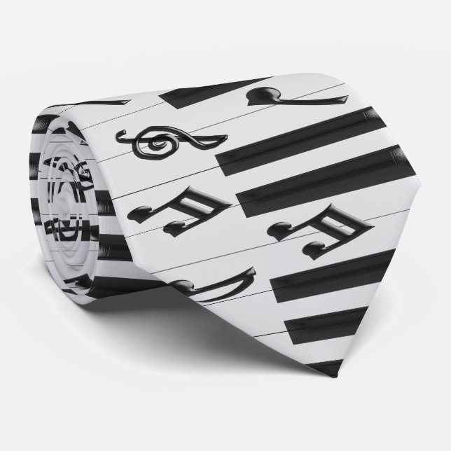 Piano Keyboard Design Tie (Rolled)