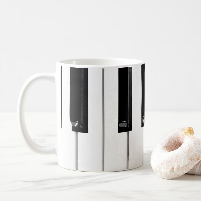 Piano Keyboard Keys Coffee Mug (With Donut)