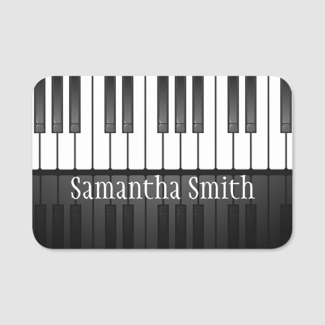 Piano Keyboard Keys Design Name Tag (Front)