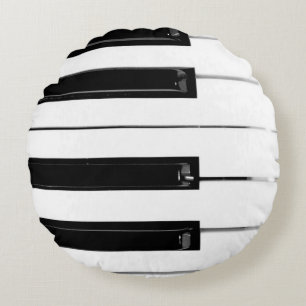 Piano Keyboard Keys Round Pillow