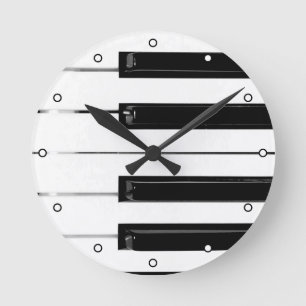 Piano Keyboard Keys with Dots Round Clock