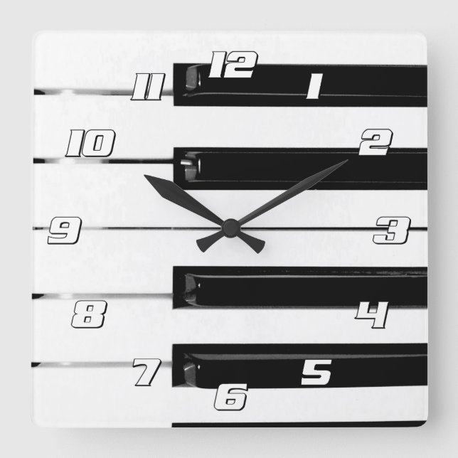 Piano Keyboard Keys with Numbers Square Wall Clock (Front)
