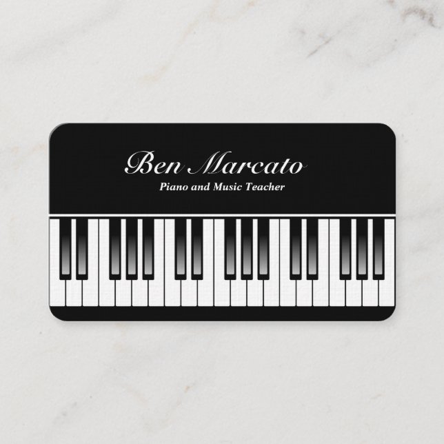 Piano Keyboard (Linen, Rounded Corner) Business Card (Front)