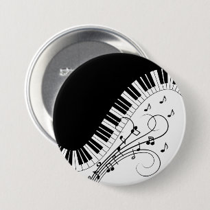 Piano Keyboard Music Design   3 Inch Round Button