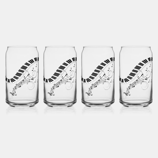 Piano Keyboard Music Design Can Glass (Front)