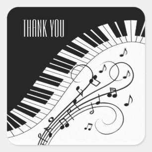 Piano Keyboard Music Design Thank You Square Sticker