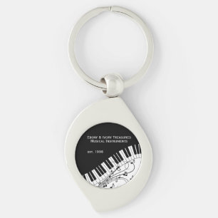 Piano Keyboard Music Design Two Lines Business Keychain